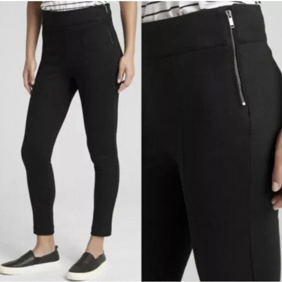 True Black Side Zip Legging Skinny Stretch Pants - Picture 1 of 9